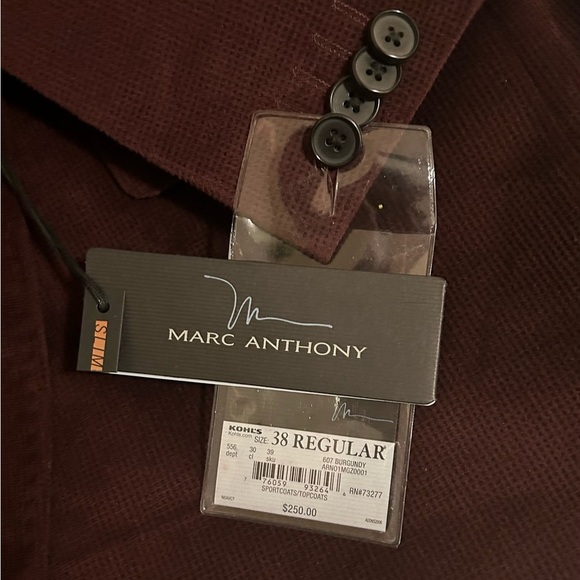 Mark Anthony Burgundy Sportcoat 38 Regular - Picture 3 of 3